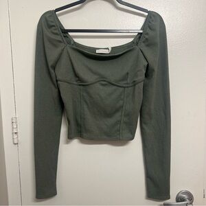Lush Olive Green Long Sleeve crop top size S